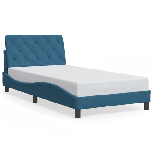 Brokky Estructura de Cama con cabecero Estructura Cama Bed Frame Muebles de Dormitorio Terciopelo Azul 100x200 cm