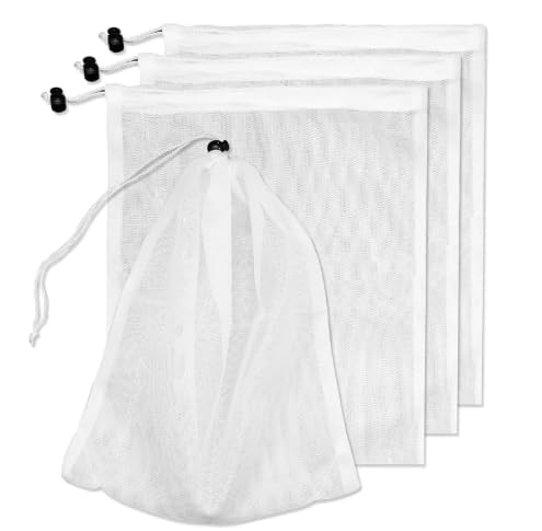 Pool Vacuum Replacement Mesh Bag Pool Leaf Vacuum Net Bag Fine Mesh with Locking Cord Pool Vacuum Filter Bag Pool Cleaner Bag Suitable for Pools Aquariums Ponds Collecting Leaves and Debris 4Pcs