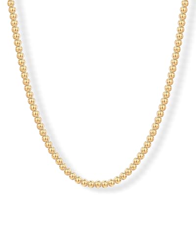 PAVOI 14K Yellow Gold Plated Small Bead Ball Chain...