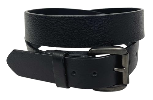 Derringer Men's Classic Premium Full-Grain Smooth Leather Belt, Solid Black