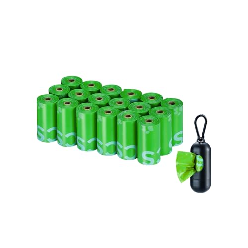 Image of TYPLASTICS Dog Poop Bags Rolls 270 Count, 13 inchx 9 inch, Unscented, 18 Pack of 15 | Pet Waste Bags, with Dispenser, Lime Green, Unscented