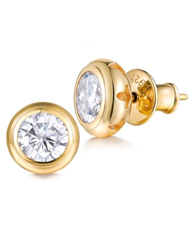 0.6-4CT Moissanite/Sapphire/Ruby/Emerald Sparkle Stud Earrings for Women, Round/Heart/Oval/Pear Cut, Solid 925 Sterling Silver, Hypoallergenic Anniversary Birthday Valentines Jewelry