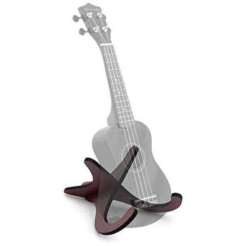 World Rhythm WR-307 Ukulele Stand - Wooden Uke Stand, Detachable Stringed Instrument Holder, Mahogany Cover