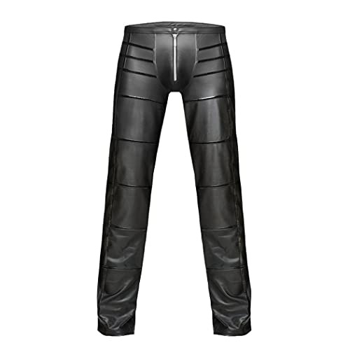 Pantalon sexy en similicuir homme WEGUKRI pour briller en spectacle noir