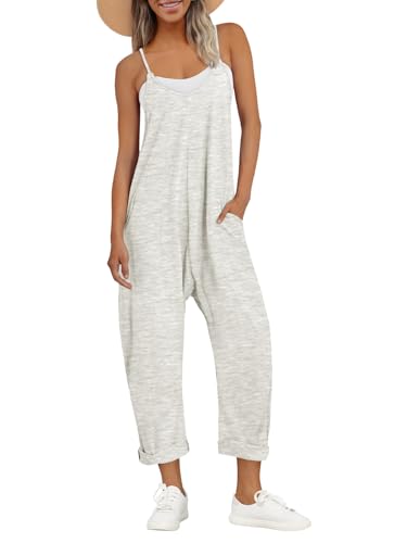 AUTOMET Cruise Outfits Summer Vacation Beach Wear Womens Jumpsuits Halara Harem Pants Casual Rompers Comfy Trendy Overalls Jumpers Clothes 2026 BeigeGrey M