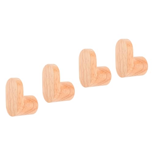Gosknor 4 Ganchos de Madera para pared, Ganchos para Colgar en la Pared con Tornillos y Tubos de Expansión Perchero para Bolsos Perchero Ropa Sombrero Mochila Toalla y Ropa (Ovalado)