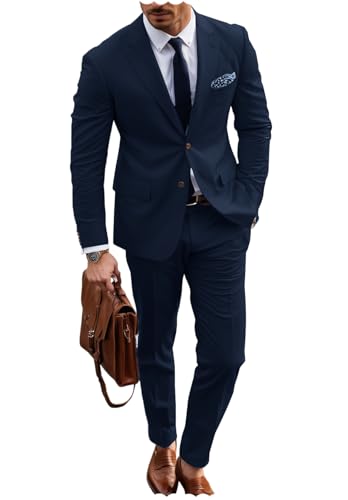 Men's Slim Fit 2-Piece Suits Business Formal Blazer Jacket Pant for Wedding Tuxedo Set