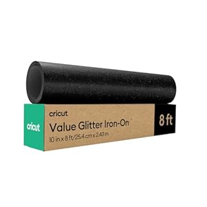 Cricut Glitzer Bügelfolie Schwarz 25,4 cm