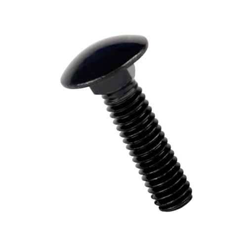 Image of 1 /2-13 x 1-1 /2 inch Carriage Bolts Screws Black Finish, Round Head Square Neck, 304 Stainless Steel 18-8, UNC Full Machine Coarse Thread, 5Pcs