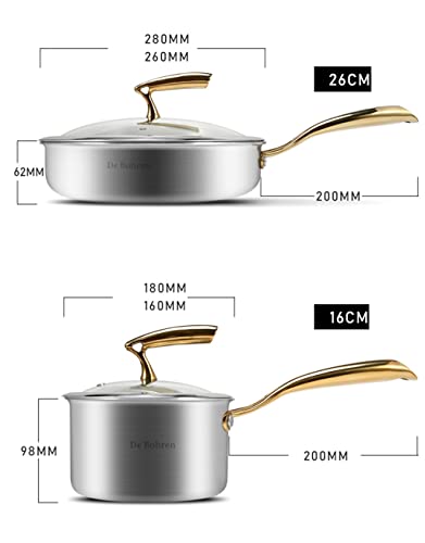 Stainless Steel cookware Set Wok Frying pan Milk pan Frying pan Double pan Non Stick Kitchen Pot Set Kitchen Tool (D (D