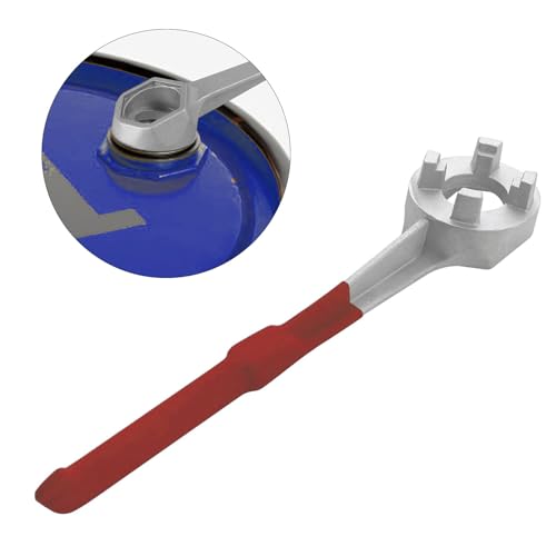 Image of Aluminum Drum Wrench, Bung Wrench, Barrel Opener Tool for Opening 10 15 20 30 55 Gallon Drum, Fits 2 inch and 3 /4 inch Bung Cap Red