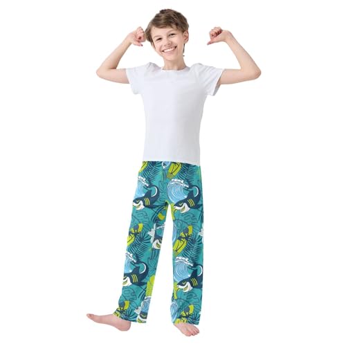 Palm Leaf Surfboard Shark Boys Pants for Kids Jogger Pants with Pockets S-XL2