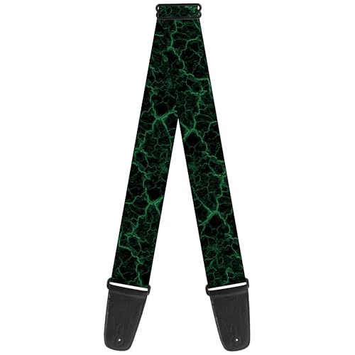 Buckle-Down Marble Black Baby Green, Acoustic, Bass, Electric Guitar Strap, 2 Inches Wide and Adjustable