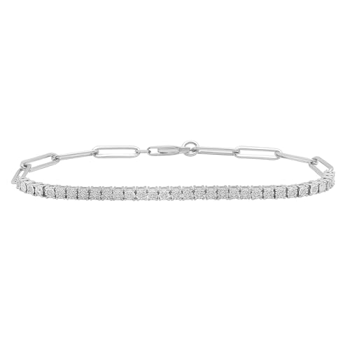 Timeless Love Paper Clip Diamond Tennis Bracelet for Women, 7
