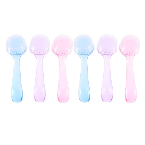 Garneck Cepillo para Uñas y Limpieza 6 Piezas Tapa Cabezal Redondo Colores Rosa Azul y Morado para Manos y Rostro Elimina Impurezas y Células Muertas
