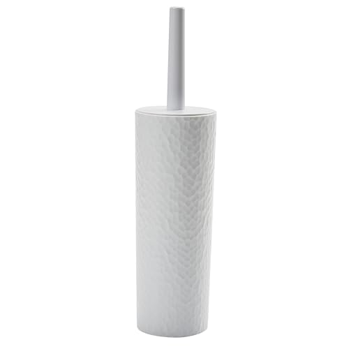 Image of Bath Bliss Toilet Brush | Hammered Textured Design | 360 Degree Bristle Brush | Bathroom Cleaning | Contemporary Design | White