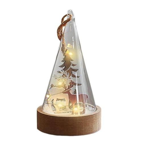 LED Light Up Christmas Cloche Ornaments - Glass Dome Tabletop Decor with Themed Figures...
