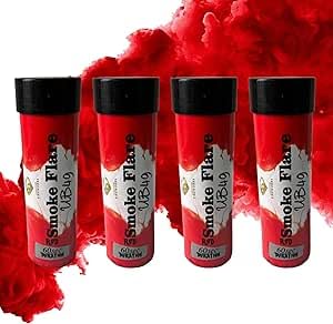 Pack of 4 Ring Pull Smoke Grenades Ideal for Paintball Weddings Photoshoots & Special Effects (RED)