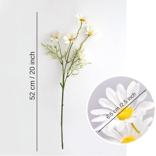 Image of SATYAM KRAFT 10 Pcs Artificial Daisy Sunflowers for Home Decor, Office, Living Room, Balcony, Wedding & Gifting | Realistic Faux Flower (Only Flower, No Vase)(Fabric) (White)