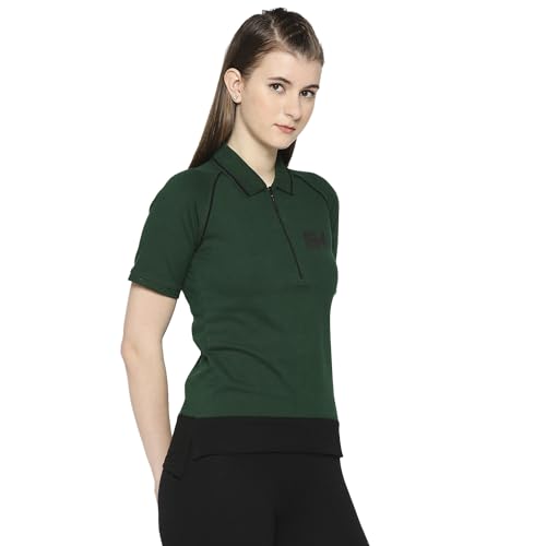 Image of Being Human Blue Slim Fit Polo Collar Short Sleeves Cotton Women's T-Shirt Clothing