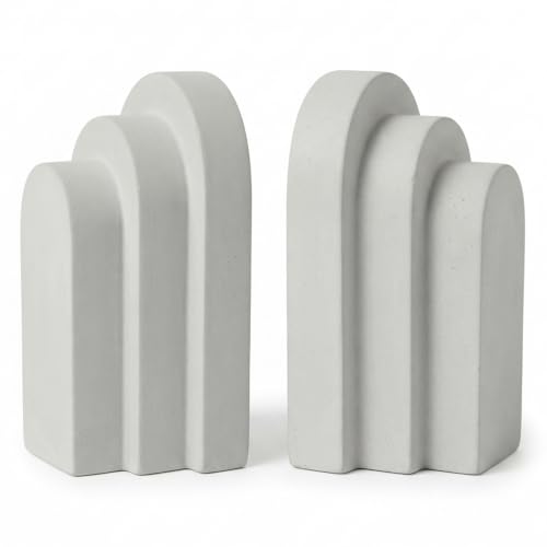 Wageso Concrete Bookends for Heavy Book, Decorative Modern Shelf Book Ends - image 1