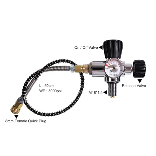 TUXING 4500PSI High Pressure PCP Paintball Fill Station Stainless Steel Valve HPA CO2 Tank DIN Charging System Black M18*1.5 - Image 3