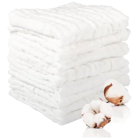 8 Pack Soft Cotton Baby Muslin Cloths Cover
