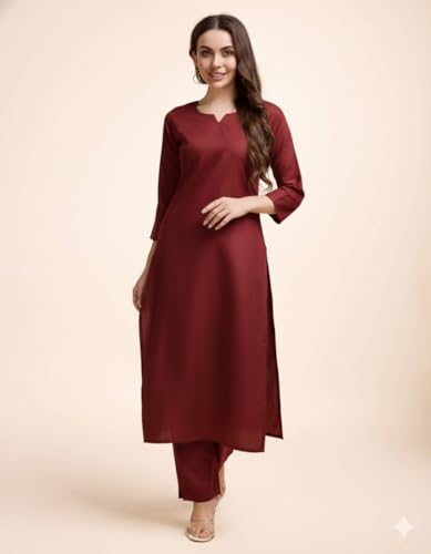 Image of Women's Cotton Silk Zari Kurta Pant Set