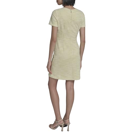 Image of Karl Lagerfeld Women's Short Sleeve Gold Button Up Knit Sheath Mini Dress