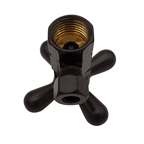 Westbrass D103X-2-12 Cross Handle Angle Stop Shut Off Valve, 1/2" IPS Inlet with 3/8" Compression Outlet, Oil Rubbed Bronze (2-Pack) by Westbrass - Image 4