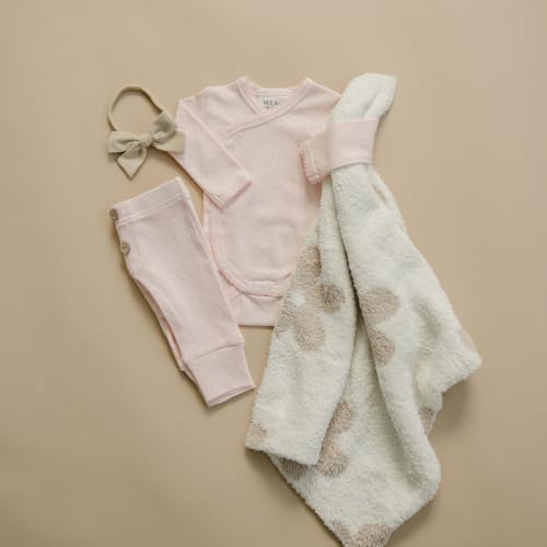 Image of Mebie Baby Taupe Daisy Plush Lovey Blanket 15x20 - Soft, Lightweight, Breathable | Available in Two Sizes