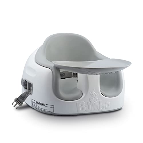 Bumbo Multi Seat   Asiento para Bebé 3 en 1   Asiento de Suelo, Trona Portátil y Alzador de Silla para Comer   Bandeja Extaíble y Altura Ajustable   Color Gris