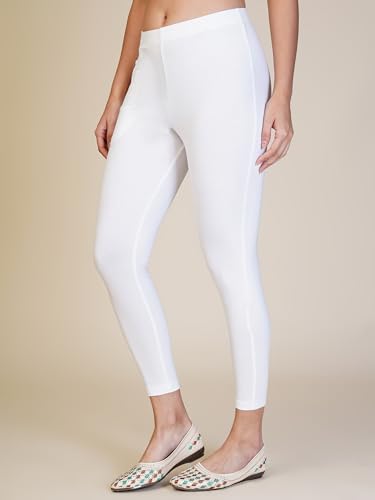 Image of ONE SKY Women Ankle Length Leggings | Premium Cotton Modal Spandex Blend | High Waist Stretchable & Bio-Washed Fabric | Colour-Lock | Ethnic Leggings for Women
