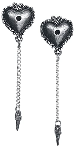 Alchemy Gothic Witches Heart Femme Set de Boucles d'oreilles Couleur Argent, Étain,