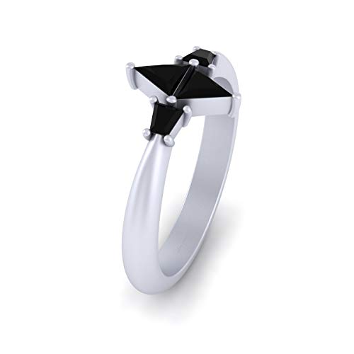 Bague en argent sterling 925 et diamant noir triangle DFJ, cadeau idéal pour elle