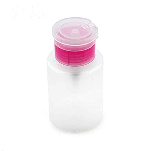 DNHCLL 1PCS 150ML(5oz) Push Down Empty Lockable Pump Dispenser Bottle for Nail Polish and Makeup Remover(Pink Top Cap) - Thumbnail 2