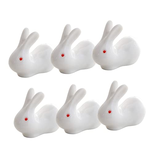 Unomor 6Pcs Rabbit Design Ceramic Chopsticks Holder Cute White Tableware Decoration for Home Hotel Banquet Dining Prevents Rolling and Keeps Table Clean