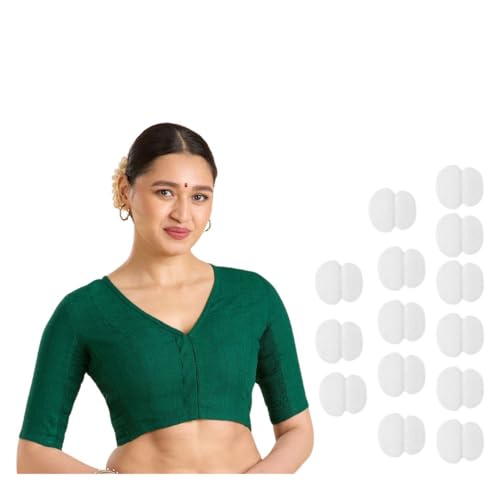 Image of Studio Shringaar Women's Thick Handloom Cotton Plain Side Stretch (Smocked) Readymade Saree Blouse