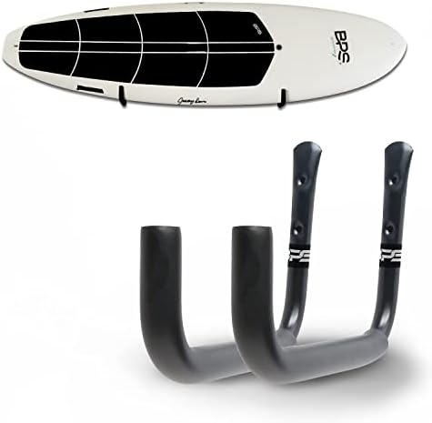 BPS SUP/Surf Wall Mount - Marine Grade Stainless Steel Soft Felt Padding Board's Rail Protection - Home Garage SUP Paddle Board and Surf Board Wall Cradle - Easy Installation (Black)