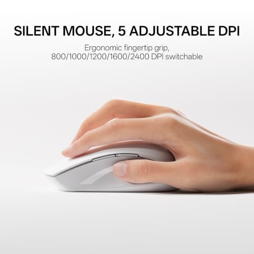 Image of Rapoo 9350S Multi-Device Keyboard and Mouse Combo, 2.4GHz /Bluetooth 5.0 /4.0 Wireless Keyboard & Mouse Set for Windows /Mac /Linux /Chrome, Support 4 Devices, Rechargeable, Silent Click, White