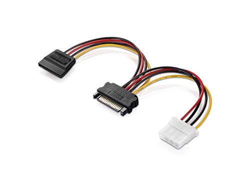 Adattare 34103 Cavo Adattatore di Alimentazione Connettore SATA a 15 Pin su IDE a 4 Pin e SATA a 15 Pin Nero