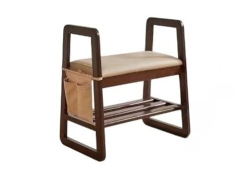 EVREFIN 玄関ベンチ 高齢者用収納ベンチ 木製収納ベンチ 立ち上がり補助 介護 シューズキャビネット 肘掛け付きサポートチェア 棚付き スリム おしゃれ 北欧デザイン 省スペース 組み立て簡単 滑り止め 持ち運び簡単 家庭用 無垢材 シューズベンチ