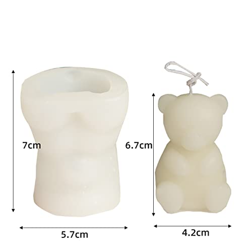 2 Pack Cute Bear Scented Candle Mold Bear Mold Silicone Mold For Candles Home Decoration Silicone Mold For Resin Bear Resin Mold Cartoon Mold Clay Mold #TOP2