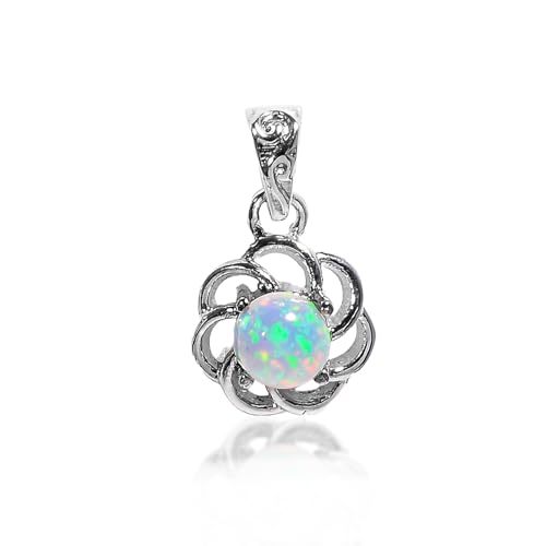 Pendentif opale éthiopienne naturelle cabochon rond en argent le cadeau idéal