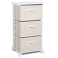 MAX Houser Dresser Tower with 3 Drawers for Bedroom, Fabric Storage Organizer Unit, Chest of Drawers with with WoodTop, Small Vertical Storage for Guest Room, Closet, Entryway, Nursery(Beige)