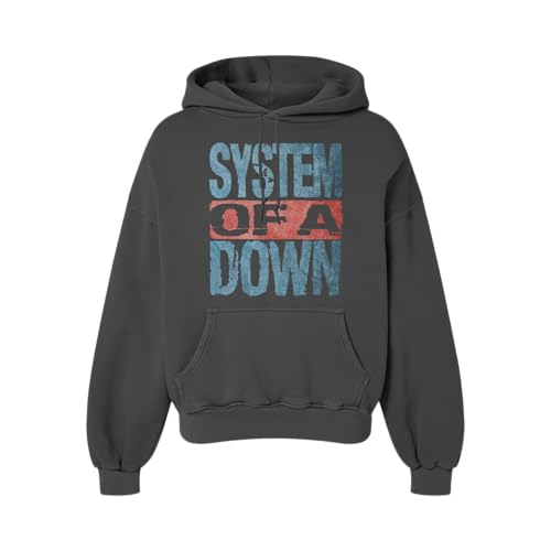System Of A Down Stacked Logo Hoodie Charcoal Grey Medium