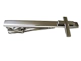 Kiola Designs Silver Toned Classic Religious Cross Square Tie Clip