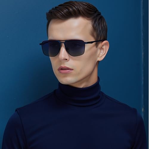Image of Lenskart Superman Collection | Polarized and 100% UV Protected | Navy Blue Full Rim Hexagonal Branded and Stylish Sunglasses | For Men & Women | Large | LK S18257