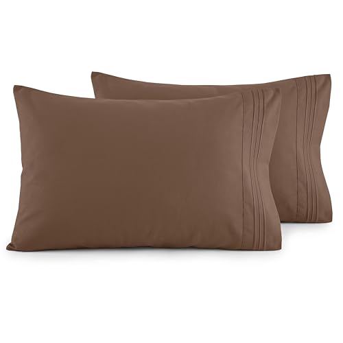 Image of Elegant Comfort Luxury Ultra-Soft 2-Piece Pillowcase Set 1500 Thread Count Egyptian Quality Microfiber Double Brushed-100% Hypoallergenic-Wrinkle Resistant, California King, Taupe