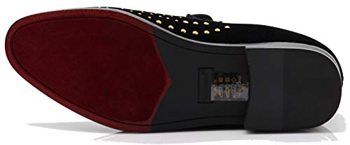 Image of SPK26 Men's Vintage Velvet Rhinestone Designer Dress Loafers Slip On Shoes Classic Tuxedo Dress Shoes